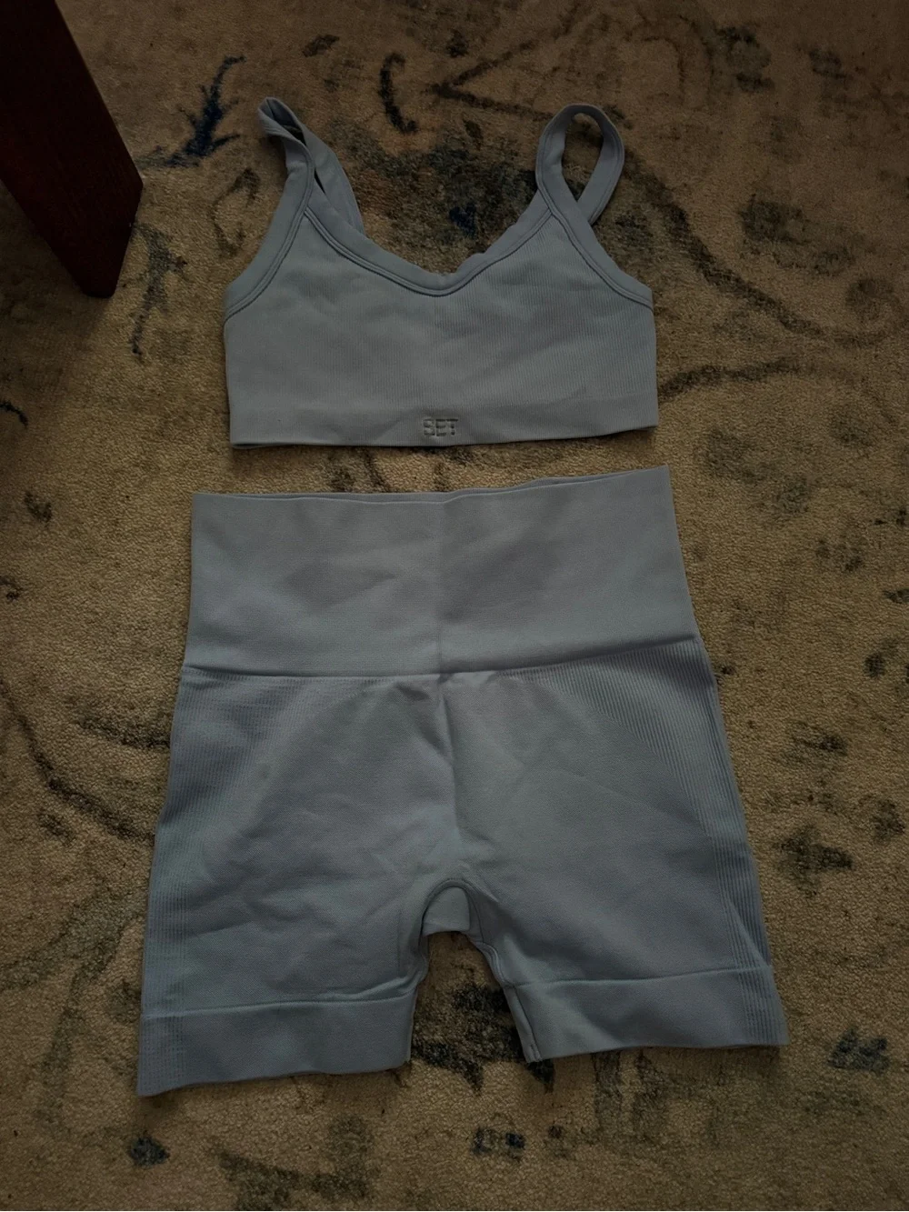 SET Active Women's Athletic Shorts and Bra Set in Light Blue